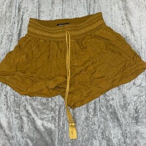 Yellow pajama shorts or lazy wear shorts